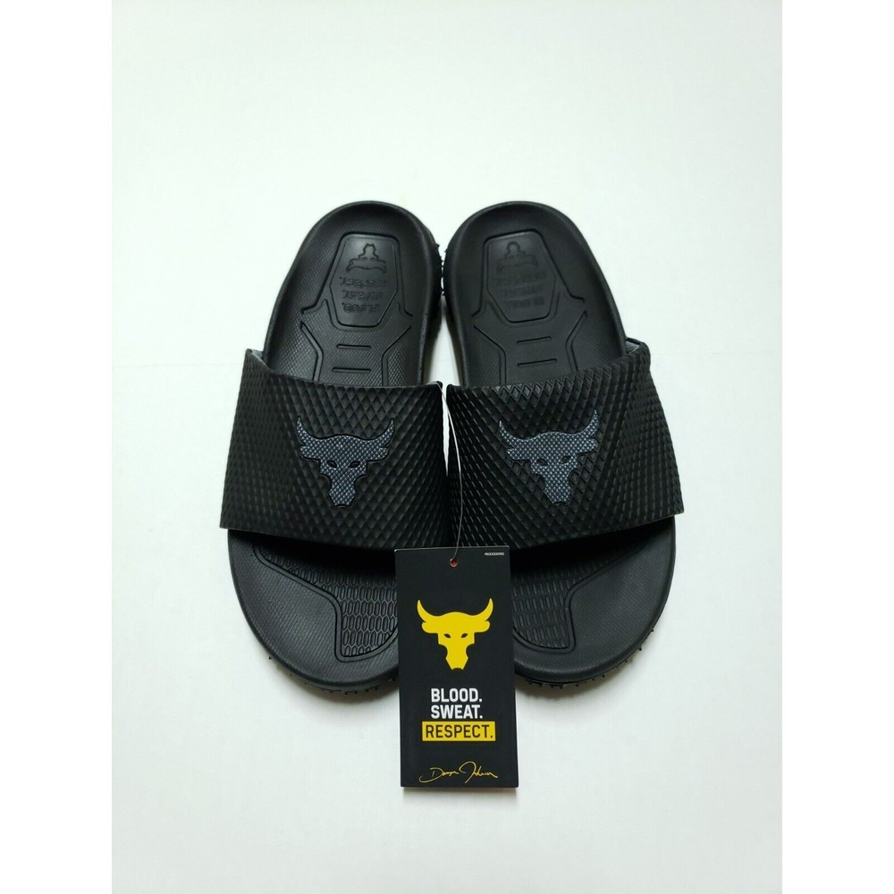 Under Armour UA Project Rock Fat Tire Slides 2.0 Black Men's Size 8 3025237-001